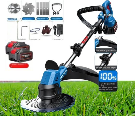 Bovista Kantenmaaier Electrisch - Met Accu - Draadloos - Voegenborstel - Grastrimmer - Kantensnijder - Onkruidborstel - Bosmaaier - Elektrische - Zonder Borstel - A2 van Bovista