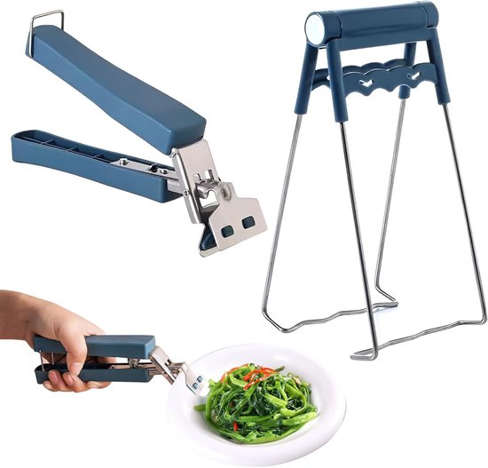 Bowl Gripper Clip - RVS Keuken Set - 1 pcs Retriever Tongs - 1 stuk Anti-Hot Clamp Gripper - Met Anti-Slip Siliconen Handgreep voor Air Fryer - Voor Het Optillen van Heet Etenswaren van Merkloos	