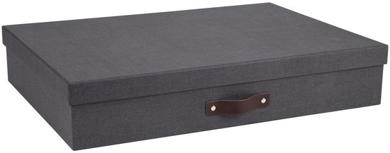 BOX OF SWEDEN SVERKER Documentenbox voor documenten in A3-formaat, bureauplank met deksel en handgreep, opbergdoos van vezelplaat en papier in linnenlook, zwart