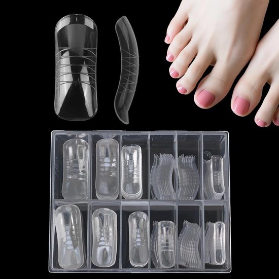 BOXOB 120 Stuks Polygel Nagelsjablonen Set, Dubbele Teensjablonen Herbruikbaar Nagelverlengingsmallen voor Polygel Doe-Het-Zelf Thuispedicure en Salongebruik van BOXOB