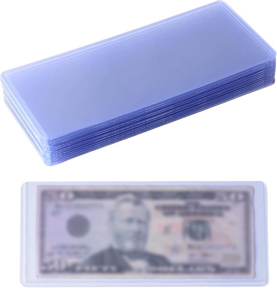 BOXOB 15st Transparante Dollarbiljethoezen, 17,5 x 7,5 cm Harde Plastic Geldhouder Displaycase voor Dollarbiljetten Beschermhoezen voor Verzamelaars van BOXOB
