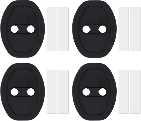 BOXOB 4 Stuks Autodeurslotbeschermers, Universele Siliconen Vergrendelingsbeschermers met Stille Schokabsorptie voor Geluidsreductie en Bescherming (Zwart) van Merkloos	