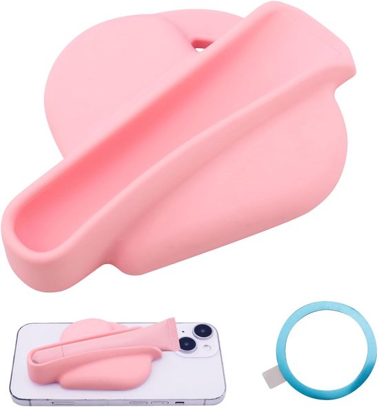 BOXOB Magnetische Lipglosshouder voor Mobiele Telefoon, Hartvormig Siliconen Lipglosshouder Plakhoesje voor Iphone en Android (Roze) van BOXOB