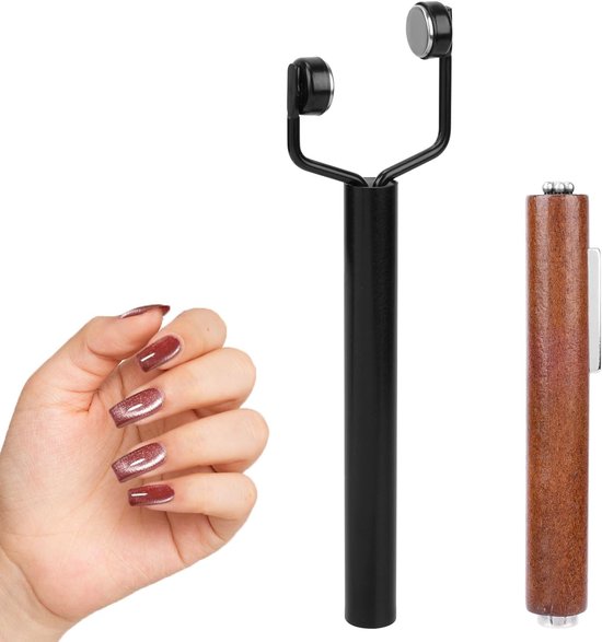 BOXOB Nagelmagneetset, 3-in-1 Kattenoogmagneet Y-vormige Dubbele Kop Multifunctionele Gellak Nageldesign met Extra Cilindrische Magnetische Tool voor DIY Studio Salon Gebruik (Zwart) van BOXOB