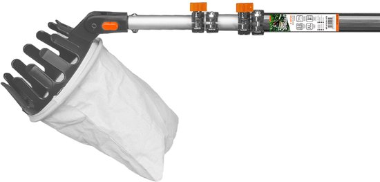 Bradas fruitplukker / appelplukker, met telescoopsteel, zilver/oranje