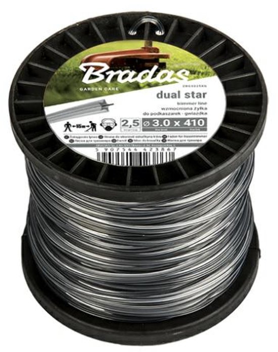 Bradas Ripper Dual - Tuingereedschapslijn - 2,4mm - 100m - Vijfhoekige Stervorm van Merkloos	