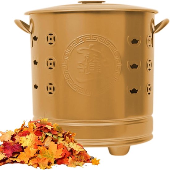Brander Ton - Afvalverbrander Tuin - Tuinafval Verwerken - Efficiënte Ventilatie - 27 x 32 cm - Goud