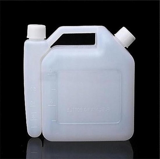 Brandstof Mengfles - Olie Benzine Tank - Gereedschap Onderhoud - Dubbele Schaalverdeling - 1 Liter - Transparant