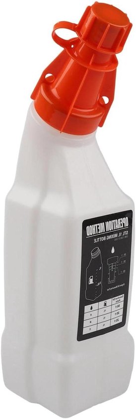 Brandstof Olie Mengfles - Tweetakt Mengfles - Tuingereedschap Onderhoud - Nauwkeurige Mengverhoudingen - 1 Liter - Wit