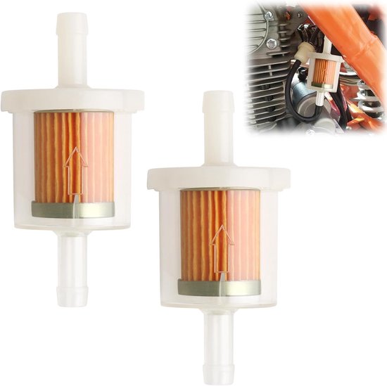 Brandstoffilter, benzinefilter, 8 mm, universele benzine-vloeistoffilter, herbruikbaar brandstoffilter met hoge dichtheid, voor motorfiets, grasmaaier, scooter, bromfiets, 2 stuks van Merkloos	
