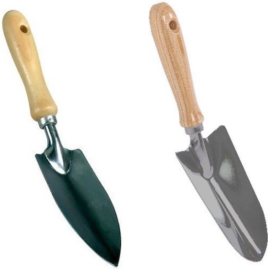 Brede en smalle plantenschep / tuinierschepjes 25 en 30 cm - moestuin - tuin benodigdheden/gereedschap van Prezent.