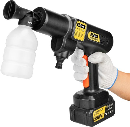 Bregico Hogedrukspuit - Hogedrukreiniger - Waterpistool - Op Accu - Elektrisch - 2 Batterijen - Draadloos - Zwart van Merkloos	