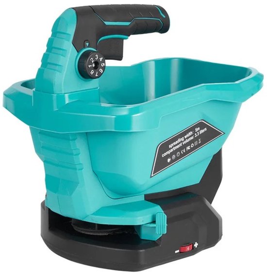 Bregico Strooiwagen - Handstrooier - Meststrooier - Accu - Elektrisch Gereedschap - 6 Versnellingen - Blauw van Merkloos	