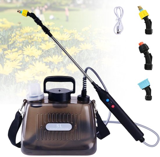 Brenzoos - Electric Plant Sprinkler - Draagbare Water Sprinkler - 5 Liter - Verstelbare Nozzles - Ideaal voor Tuin en Gazon - Efficiënt Onkruidbestr..