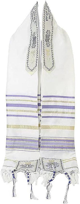 Brenzoos - Tallit gebedssjaal met Hebreeuwse tekst in paars - Jeruzalem van Brenzoos