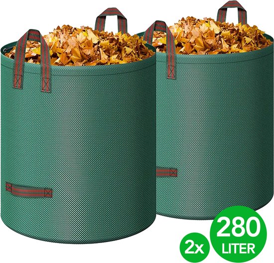 Brixy Tuinafvalzak - Opvouwbaar - Sterke Tuinzak - Tuinafval - Set Van 2x 280L - Waterdicht - Bladzak - Groen van BRIX