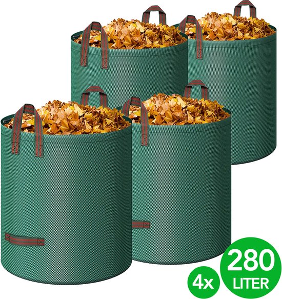 Brixy Tuinafvalzakken - Set van 4x 280L - Opvouwbaar & Waterdicht - Sterke Bladzakken voor Tuinafval - Groen van Brixy