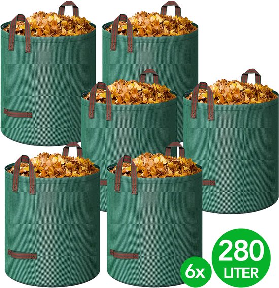 Brixy Tuinafvalzakken - Set van 6x 280L - Opvouwbaar & Waterdicht - Sterke Bladzakken voor Tuinafval - Groen van Brixy