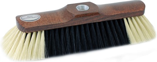 Bruine zachte binnen bezemkop met gemixt paardenhaar 35 cm - kamerbezems/binnen bezems van Woca