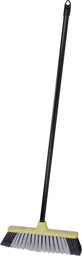Brumag bezem voor binnen - bezemkop geel - breedte 35 cm - steel 130 cm - voor alle vloeren - zachte haren - kunststof van Brumag