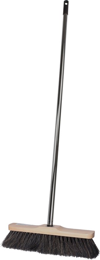 Brumag bezem voor binnen gebruik - bezemkop hout - 28 cm breed - steel metaal 130 cm - voor alle vloeren - zachte haren van Brumag