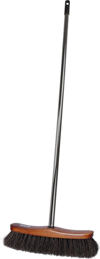 Brumag bezem voor binnen gebruik - bezemkop hout - bruin - 28 cm breed - steel metaal 130 cm - voor alle vloeren - zachte haren van Brumag