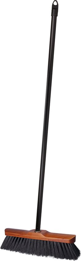Brumag bezem voor binnen - houten bezemkop bruin - breedte 28 cm - steel 130 cm - alle vloeren - zachte haren - kunststof steel van Brumag