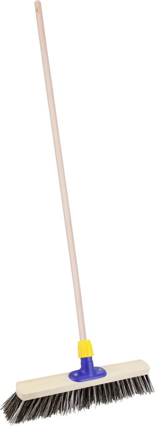 Brumag Buiten of tuin bezem Robby - Harde kop van 40 cm - Houten steel 120 cm - Met steelhouder
