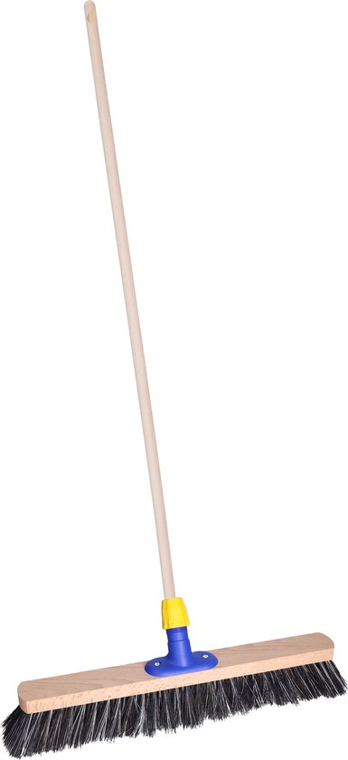 Brumag Buiten of tuin bezem Robby - Harde kop van 50 cm - Houten steel 120 cm - Met steelhouder van Brumag