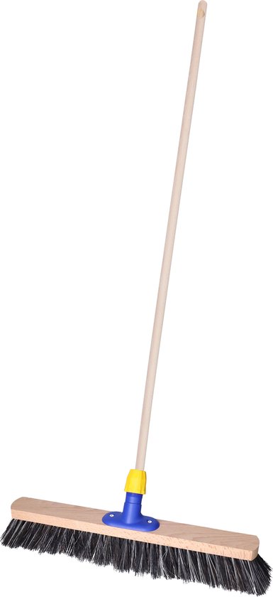 Brumag Buiten of tuin bezem Robby - Harde kop van 50 cm - Houten steel 141 cm - Met steelhouder van Brumag