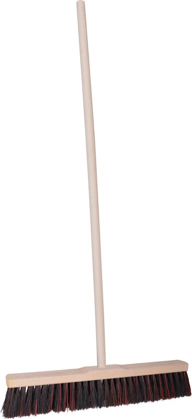 Brumag Straatbezem Budget line voor buiten terras tegels en klinkers - Harde bezemkop 50 cm breed - Houten steel van 120 cm van Brumag