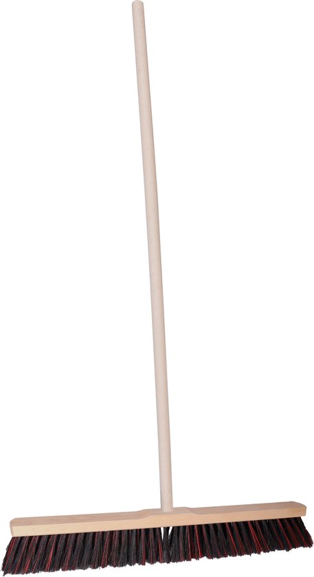 Brumag Straatbezem Budget line voor buiten terras tegels en klinkers - Harde bezemkop 60 cm breed - Houten steel van 120 cm van Brumag