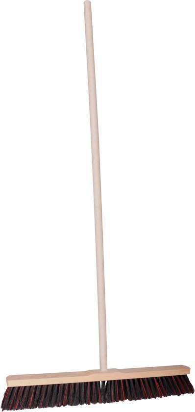Brumag Straatbezem Budget line voor buiten terras tegels en klinkers - Harde bezemkop 60 cm breed - Houten steel van 139 cm van Brumag