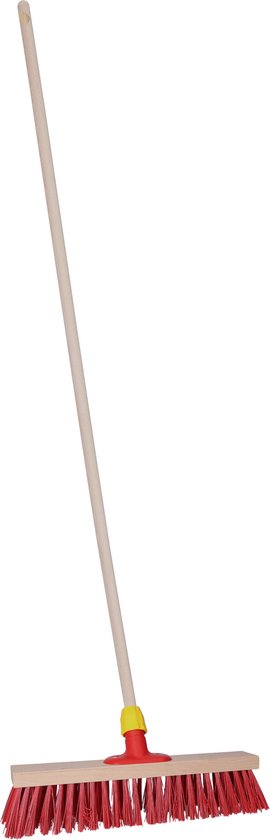 Brumag Straatbezem Dirtmaster voor buiten terrein - Bezemkop harde haren - rood - 40 cm breed - Houten steel van 120 cm van Brumag