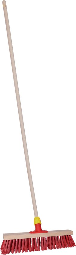 Brumag Straatbezem Dirtmaster voor buiten terrein - Bezemkop harde haren - rood - 40 cm breed - Houten steel van 139 cm van Brumag