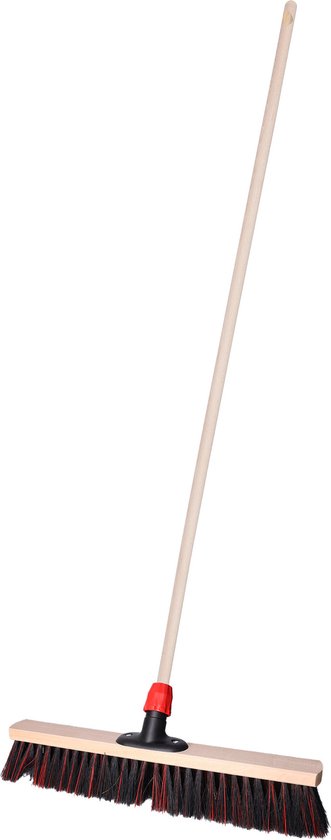 Brumag Straatbezem Elaston voor buiten tegels - Harde bezemkop 50 cm breed - Houten steel 120 cm van Brumag