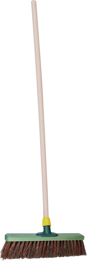 Brumag Straatbezem Greenwood voor buiten terrastegels en klinkers - Harde haren bezemkop 40 cm breed - Houten steel 120 cm