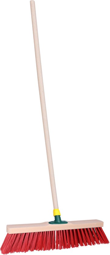 Brumag Straatbezem ODIN voor harde ondergrond - Harde bezemkop rood van 40 cm breed - Houten steel 120 cm van Brumag