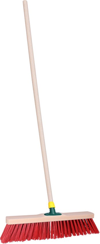 Brumag Straatbezem ODIN voor harde ondergrond - Harde bezemkop rood van 40 cm breed - Houten steel 130 cm van Brumag