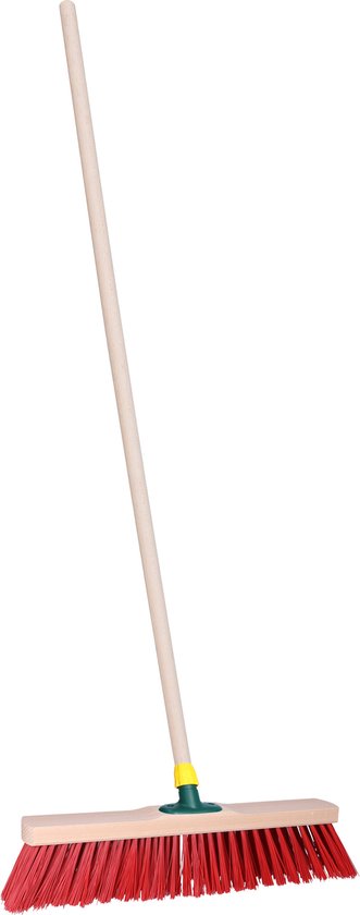 Brumag Straatbezem ODIN voor harde ondergrond - Harde bezemkop rood van 40 cm breed - Houten steel 140 cm van Brumag