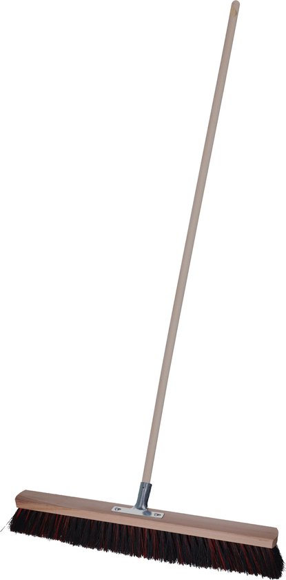 Brumag Straatbezem Tilemaster voor buiten terras tegels en klinkers - Harde bezemkop 60 cm breed - Houten steel van 120 cm van Brumag