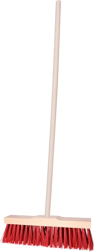 Brumag Straatbezem Vulla voor buiten - Kop 42 cm met extra veel vezels - rood - Houten steel 120 cm van Brumag