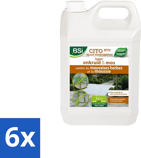 BSI – Cito RTU – Herbicide tegen Onkruid & Mos – 5 L - Voordeelverpakking - 6 stuks