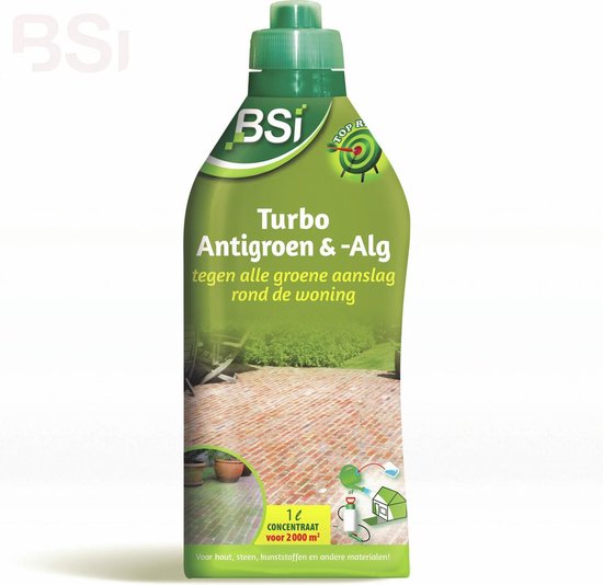BSI - Turbo Antigroen & -Alg - Concentraat - Tegen alle groene aanslag rond de woning - 1 L voor 2000 m²
