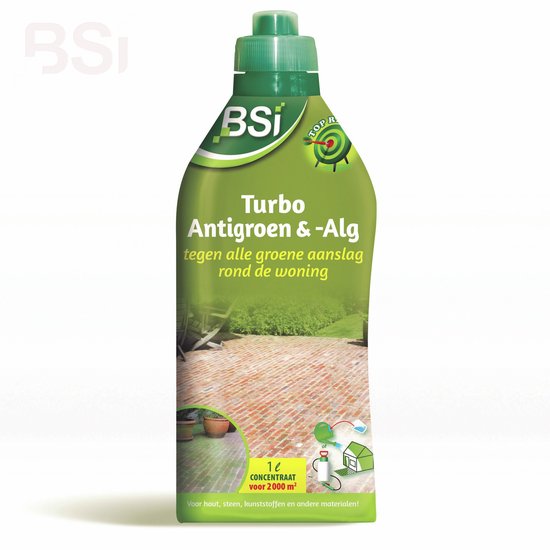 BSI - Turbo Antigroen & -Alg - Concentraat - Tegen alle groene aanslag rond de woning - 1 L voor 2000 m² van BSI