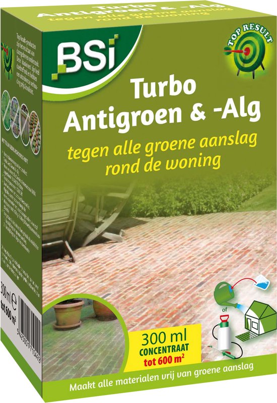 BSI - Turbo Antigroen & -Alg - Concentraat - Tegen alle groene aanslag rond de woning - 300 ml voor 600 m²