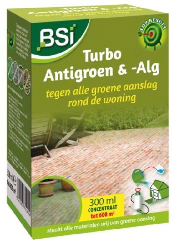BSI Turbo Antigroen & -Alg tegen groene aanslag (300 ml/600 m²) - Effectieve Groene Aanslagreiniger
