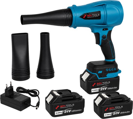 BSN Tools Accu Bladblazer 21V – Krachtige Elektrische Bladblazer met Accu – 550W – 25000 RPM – Luchtblazer voor Tuin, Auto & Werkplaats