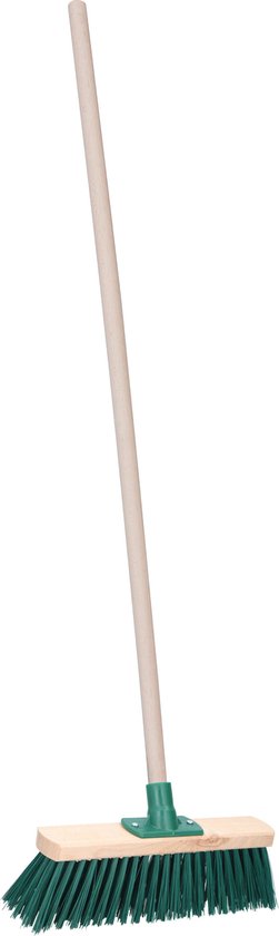 Budget Buitenbezem - groen - hout - hard - 34 x 120 cm - straatbezem - tegelbezem - schoonmaak van BUD