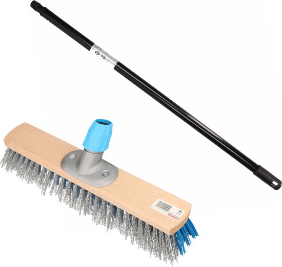 Buemag Bezem buiten - met telescoopsteel - staaldraad/elaston - 40 cm - blauw/grijs - straatbezem van Buemag
